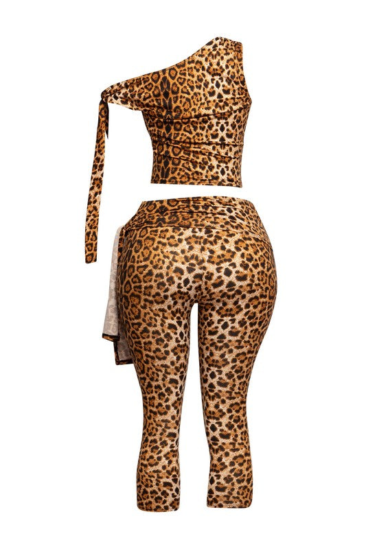 Leopard Print Capri Set