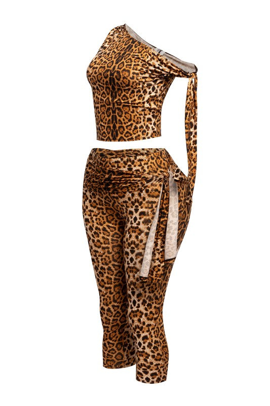 Leopard Print Capri Set